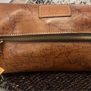 Patricia Nash Brown Clutch with Vintage Etched Design and Gold Zipper